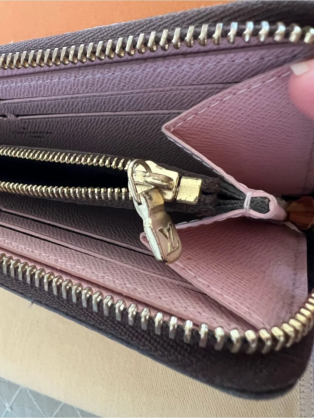 LOUIS VUITTON Clemence Wallet Monogram with Rose Ballerine with Box & Dust Bag